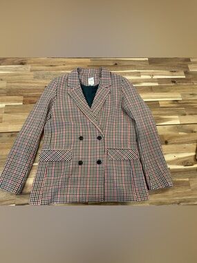 Checked Double-Breasted Blazer